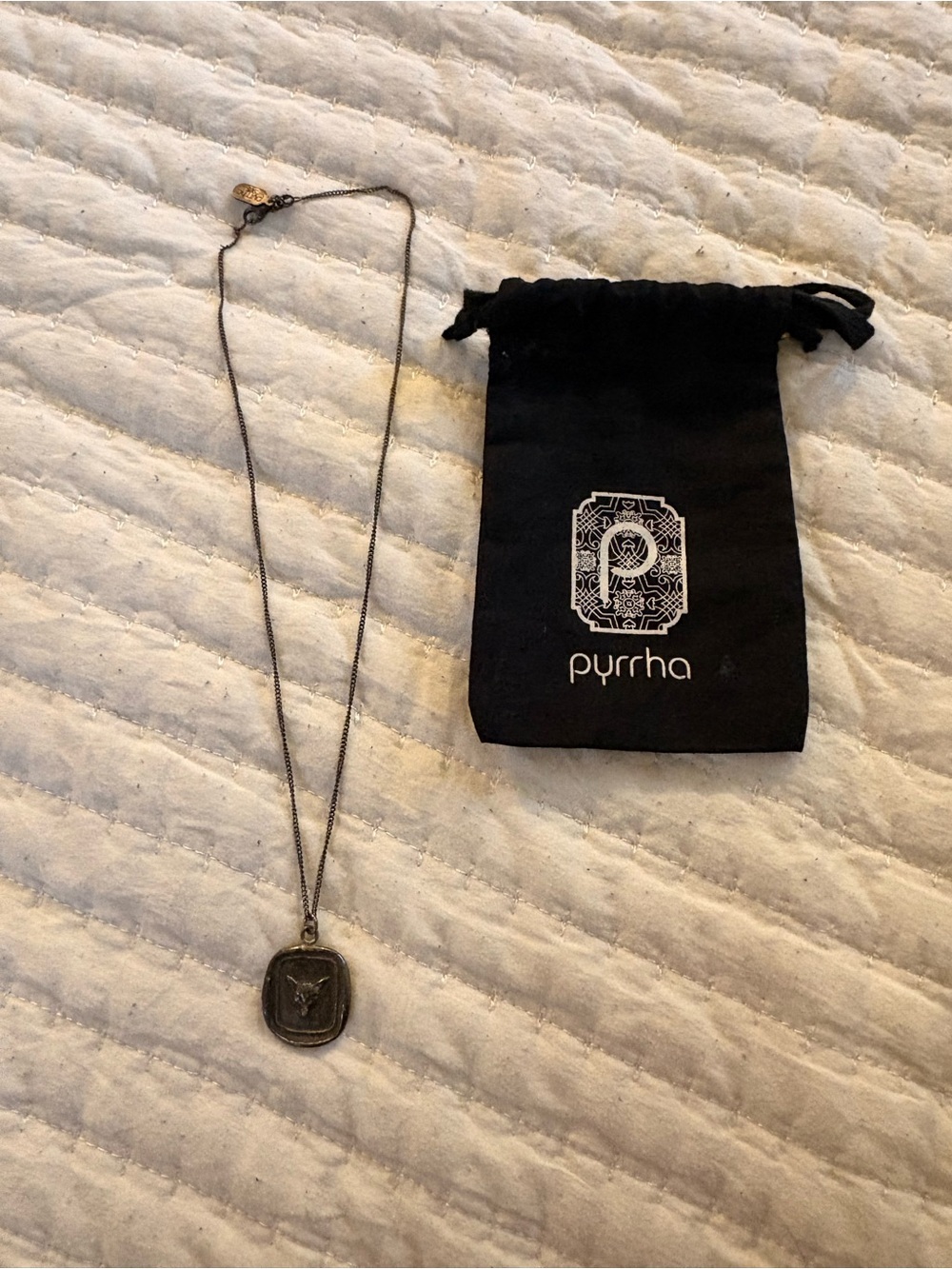 Pyrrha Black Pendant Necklace - Unisex Wax Seal Style of Fox Head